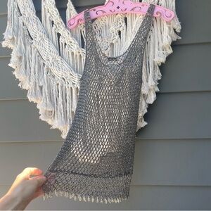 Vintage Giorgio Studio Hand Beaded Mesh Tank Top like Chainmail for Joan of Arc